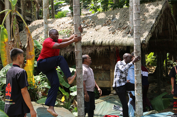 非洲記者團成員挑戰爬檳榔樹_副本